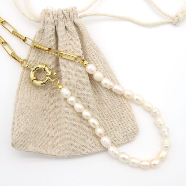 Colgante perlas brancas con bolsa Kiwi Jewels